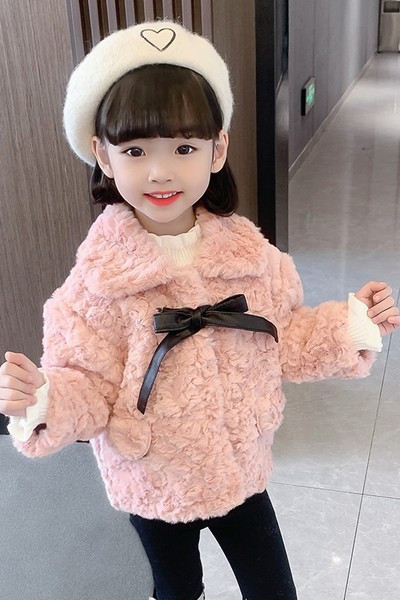 Madinga striukė mergaitėms su klasikine apykakle ir kaspinu