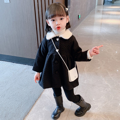 Palton croit pentru copii pentru fete cu guler clasic