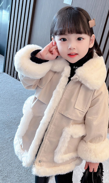 Polsterdatud lukuga ja taskuga laste jope tüdrukutele