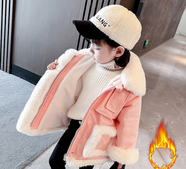 Polsterdatud lukuga ja taskuga laste jope tüdrukutele