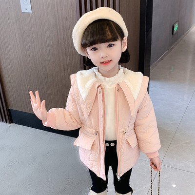 Geaca pentru copii captusita pentru fete cu sireturi si buzunar