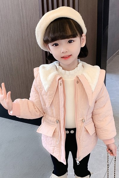 Geaca pentru copii captusita pentru fete cu sireturi si buzunar