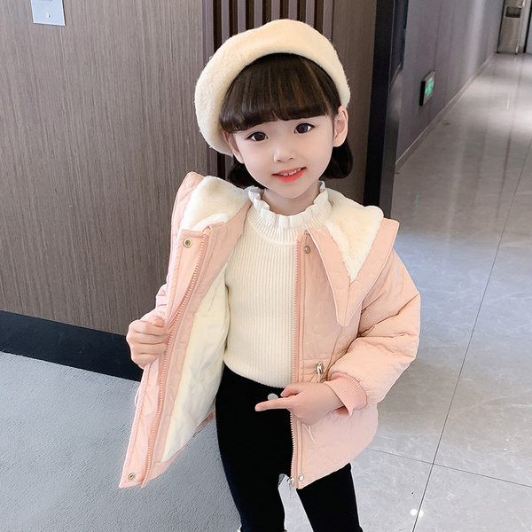 Geaca pentru copii captusita pentru fete cu sireturi si buzunar