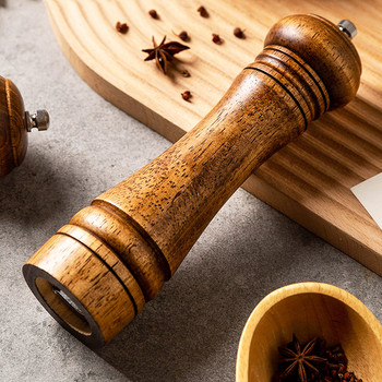 Μύλος πιπεριάς ξύλου Konco, μύλος αλατιού και πιπεριού με ισχυρό ρυθμιζόμενο κεραμικό μύλος σέικερ χειρός Spice Grinders Εργαλείο κουζίνας