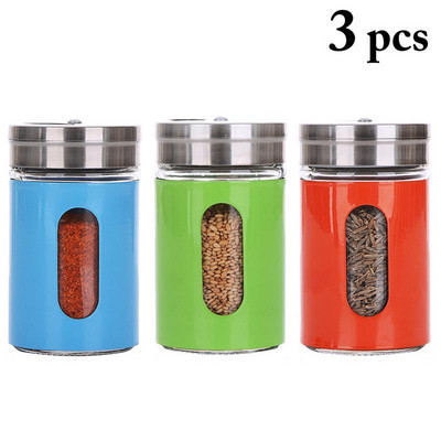 3 buc. Sticle de condimente Sare Piper Cutie de condimente Cutie de condimente de bucătărie Borcane pentru sticle de depozitare de condimente din oțel inoxidabil Cutie cu pulbere de chimion Gadget de bucătărie
