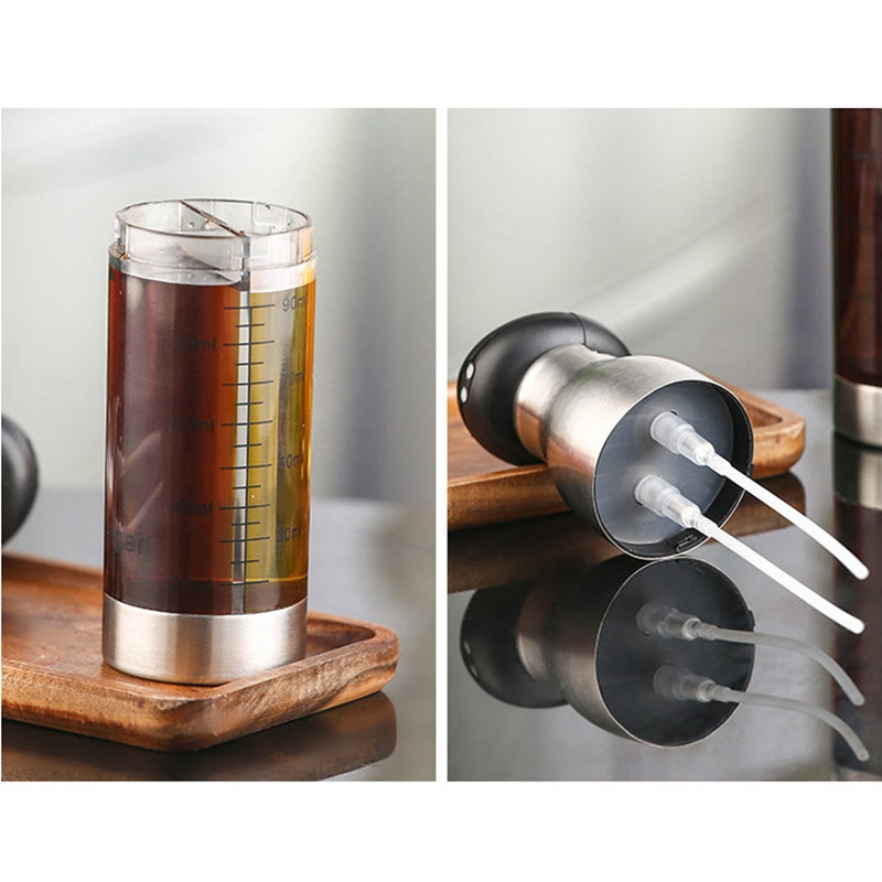 Pulverizator de ulei de măsline 2 în 1 Dozator de bucătărie Dozator de oțet Sticla de ceață de condimente pentru grătar Instrumente de condiment de bucătărie 100 ml