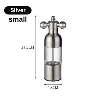 Käsitsi juhitav soolapipraveski roostevabast terasest veski, vürtsikastmeveski, hõbedane käsitsi juhitav pipraveski grillitarvik