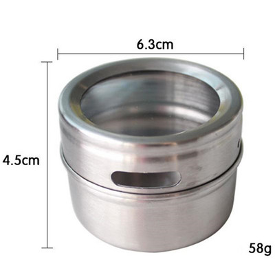 Mágneses fűszerüveg készlet 304 Rozsdamentes acél sószóró Borsszóró fűszerekhez Állványos fűszerdoboz konyhai fűszertartó