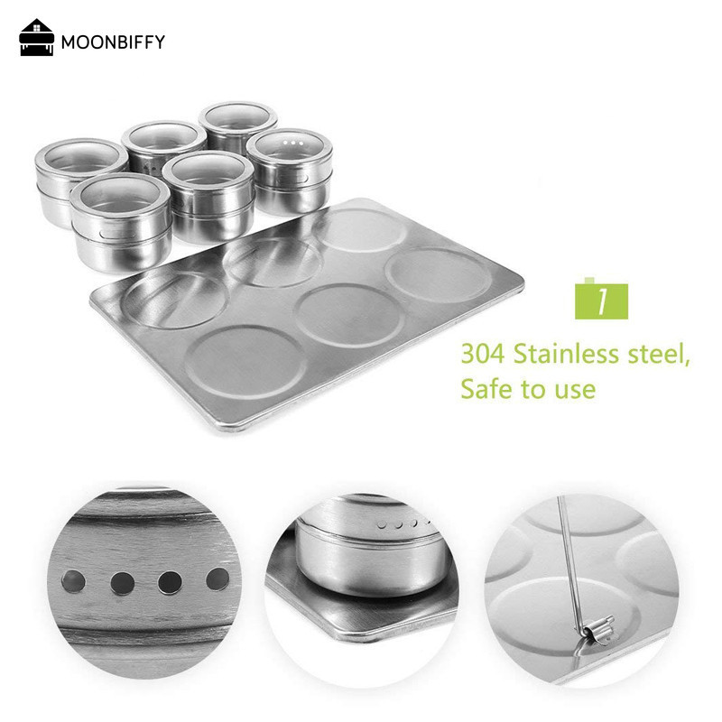 Mágneses fűszerüveg készlet 304 Rozsdamentes acél sószóró Borsszóró fűszerekhez Állványos fűszerdoboz konyhai fűszertartó