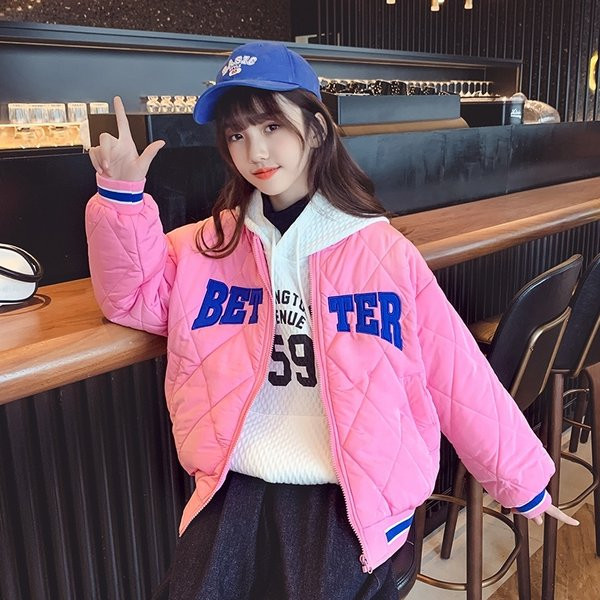 Vaikiška sportinė striukė su užtrauktuku ir užrašu mergaitėms