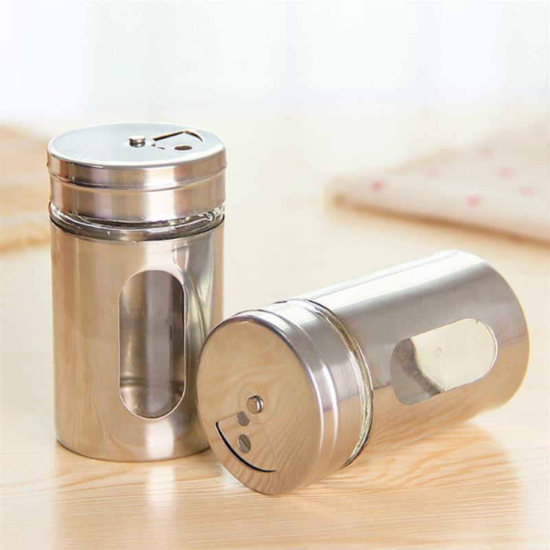 Borcan de condimente din oțel inoxidabil din sticlă pentru piper Sticle pentru condimente Sticle de depozitare cu sigiliu pentru gătit Unelte pentru bucătărie