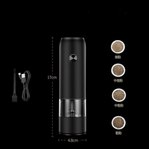 Elektrinis USB įkrovimas automatinis pipirų ir druskos malūnėlis Prieskonių druskos pipirų malūnėlis su LED šviesa reguliuojamu rupumo malūnu