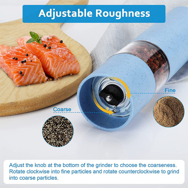 Elektrinė druskos ir pipirų malūnėlis, automatinis prieskonių malūnėlis su baterijomis varomas kviečių pluošto medžiagų plaktuvas Virtuvės įrankiai Virtuvės prietaisai