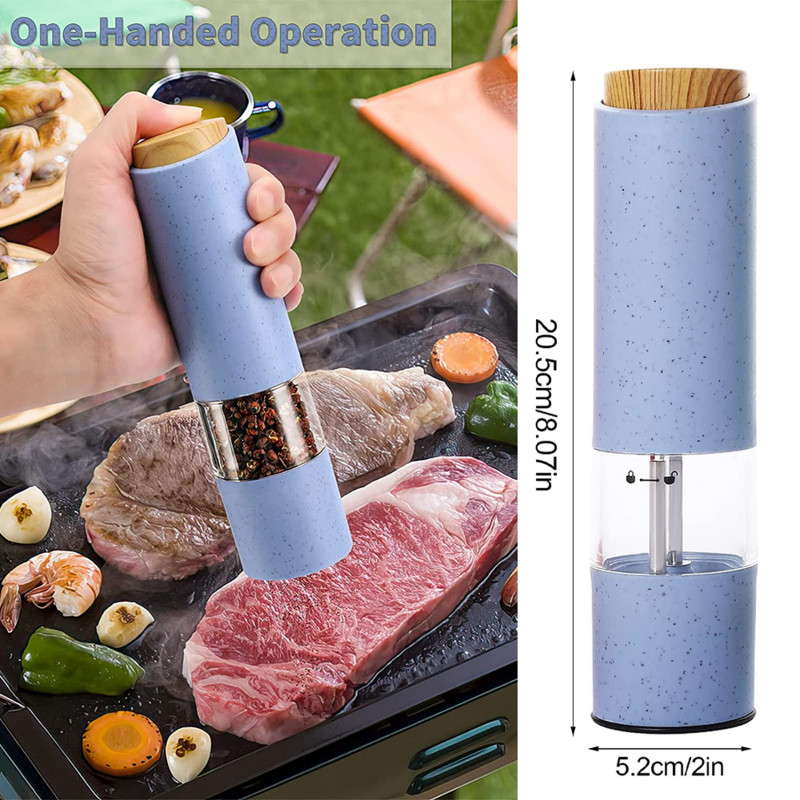 Elektrinė druskos ir pipirų malūnėlis, automatinis prieskonių malūnėlis su baterijomis varomas kviečių pluošto medžiagų plaktuvas Virtuvės įrankiai Virtuvės prietaisai