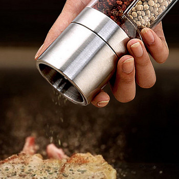Мелничка за пипер 2 в 1 Автоматична гравитационна шейкър от неръждаема стомана Мелничка за сол и черен пипер Кухненска мелница за подправки Инструменти