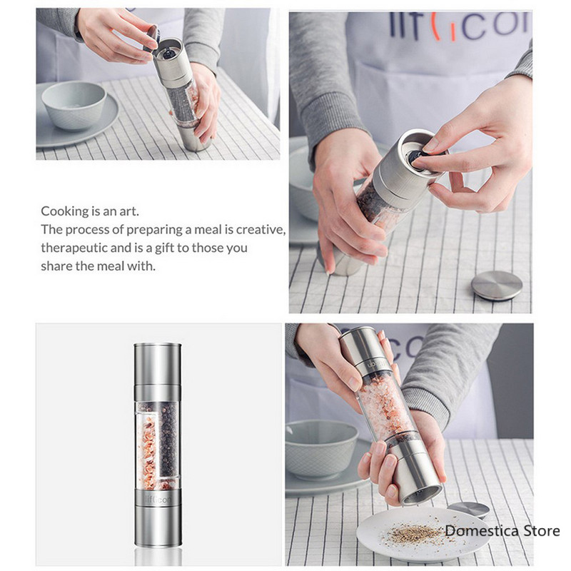 2 viename pipirų malūnėlis nerūdijančio plieno automatinis gravitacinis purtytuvas druskos ir pipirų malūnėlis virtuvės prieskonių malūnėlio įrankiai
