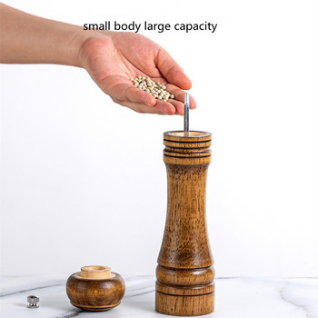 Χειροκίνητος μύλος αλατιού και πιπεριού Μηχανή μύλος ξύλου Μύλος μπαχαρικών βοτάνων Εργαλεία κουζίνας ρυθμιζόμενης χονδρότητας