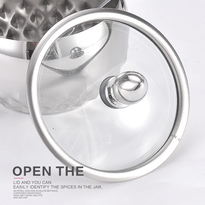 Ízesítő doboz 3 részes rozsdamentes acél szett Konyhai borsos edény sótartó cukortartály fűszer tégely konyhai kütyü készletek