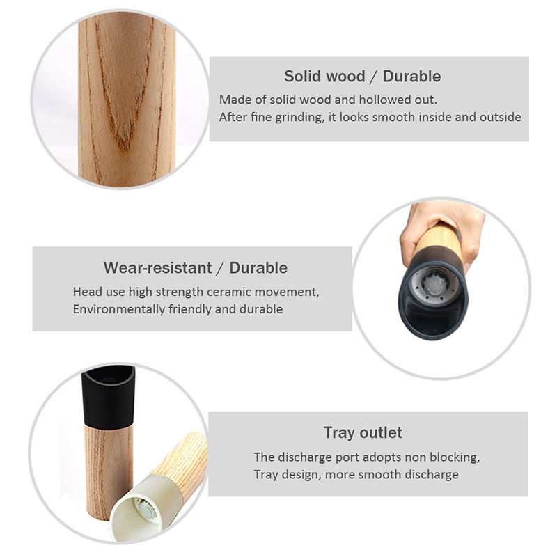 TEENRA medienos druskos ir pipirų malūnėlis Prieskonių žolelių malūnėlis Reguliuojamas druskos ir pipirų plaktuvai Virtuvės prieskonių indeliai