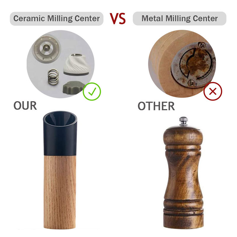 TEENRA medienos druskos ir pipirų malūnėlis Prieskonių žolelių malūnėlis Reguliuojamas druskos ir pipirų plaktuvai Virtuvės prieskonių indeliai