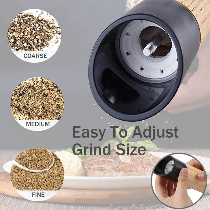 TEENRA medienos druskos ir pipirų malūnėlis Prieskonių žolelių malūnėlis Reguliuojamas druskos ir pipirų plaktuvai Virtuvės prieskonių indeliai