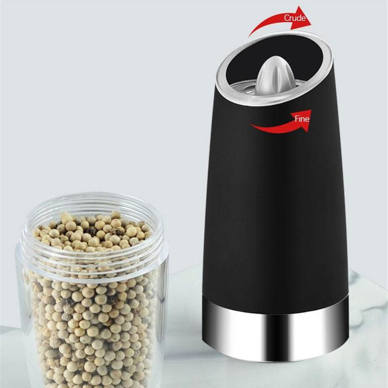 Elektrinė druskos ir pipirų malūnėlis pipirų malūnėlis virtuvės prieskonių automatinis gravitacinis plaktuvas Reguliuojamas stambumo kepimo BBQ prieskonių įrankis