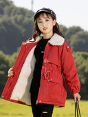 Jesensko zimska jakna za djevojčice s toplom postavom i vezicama u struku