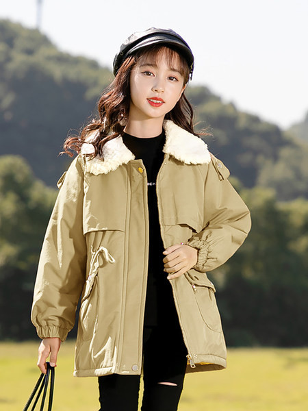 Jesensko zimska jakna za djevojčice s toplom postavom i vezicama u struku