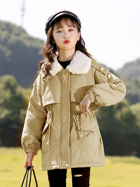 Jesensko zimska jakna za djevojčice s toplom postavom i vezicama u struku