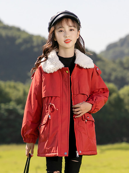 Jesensko zimska jakna za djevojčice s toplom postavom i vezicama u struku