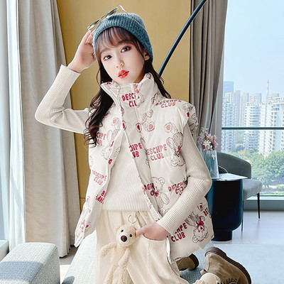 Vestă casual pentru copii cu fermoar cu imprimeu pentru fete