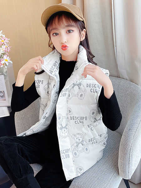 Vestă casual pentru copii cu fermoar cu imprimeu pentru fete