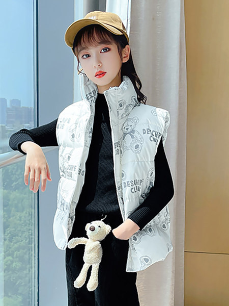 Vestă casual pentru copii cu fermoar cu imprimeu pentru fete