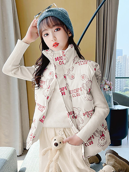 Vestă casual pentru copii cu fermoar cu imprimeu pentru fete