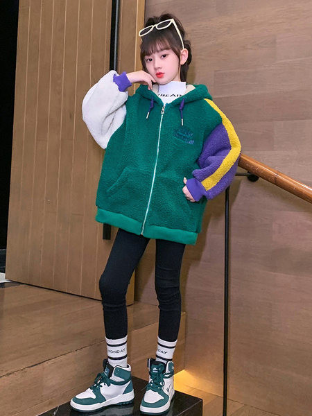 Jacheta de puf pentru fete cu sireturi