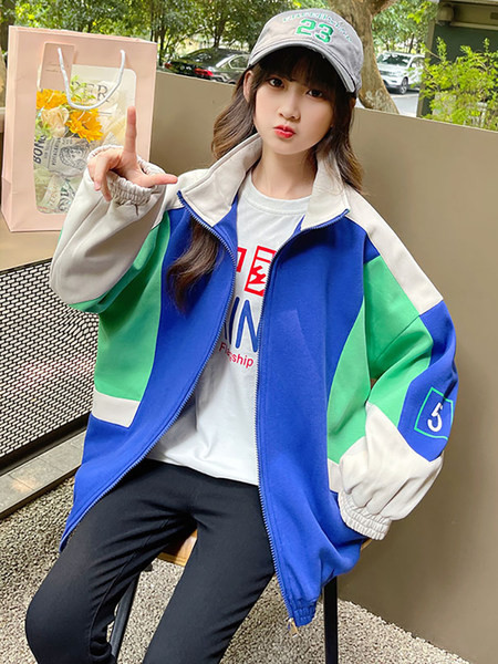 Plataus rašto sportinė striukė su užtrauktuku mergaitėms