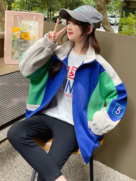 Plataus rašto sportinė striukė su užtrauktuku mergaitėms