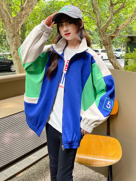 Plataus rašto sportinė striukė su užtrauktuku mergaitėms