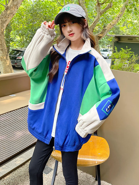 Plataus rašto sportinė striukė su užtrauktuku mergaitėms