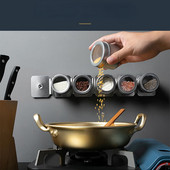 4db Mágneses szívású fűszeres doboz falra szerelhető rozsdamentes acél fűszeres doboz hűtőszekrény grillező fűszeres locsoló palack