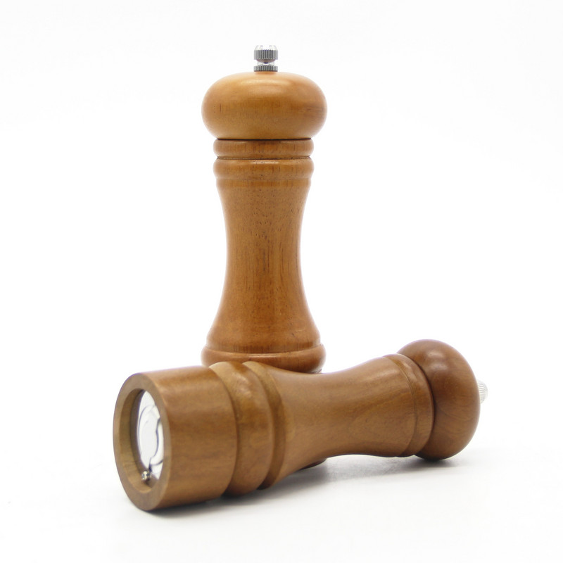 Medinių prieskonių laikymo dėžutės rankinis pipirų plaktuvas Prieskonių ir druskos purškimo butelis pipirų malūnėlis virtuvės maisto ruošimo įrankiams