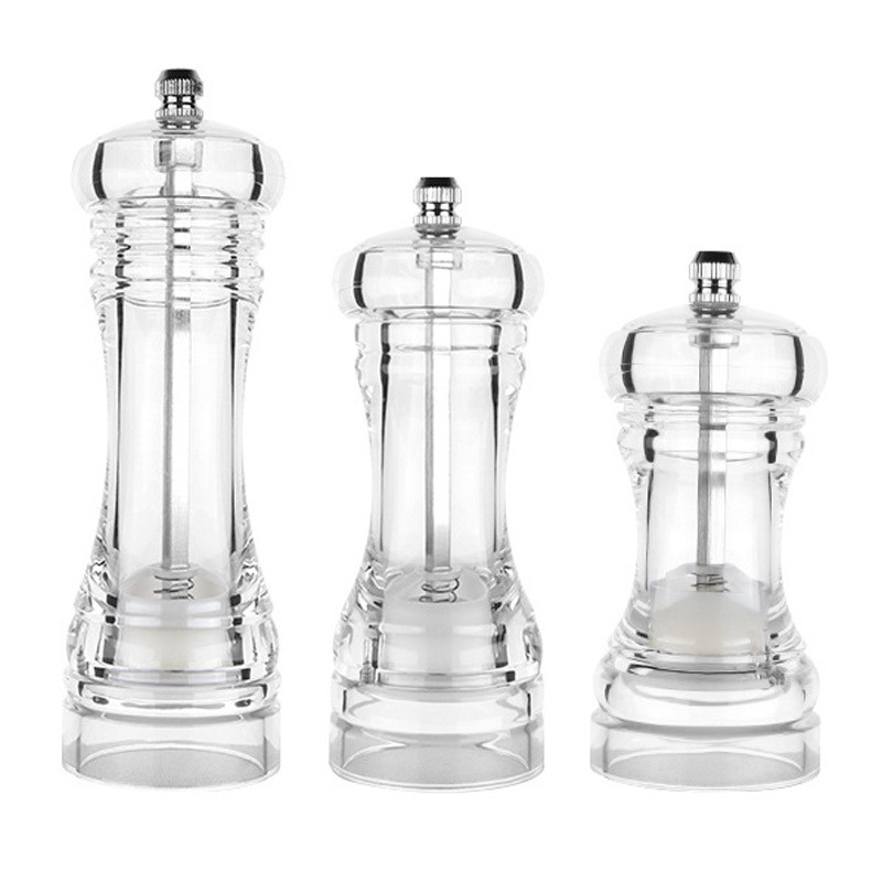 Paprikadaráló akril só és bors shakerek manuálisan állítható durvaság fűszeres palack konyhai kiegészítők