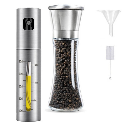 Pulverizator de ulei de măsline pentru gătit, sticlă de pulverizare de ulei de bucătărie Mister Spritzer de ulei pentru salată, include râșnița de piper
