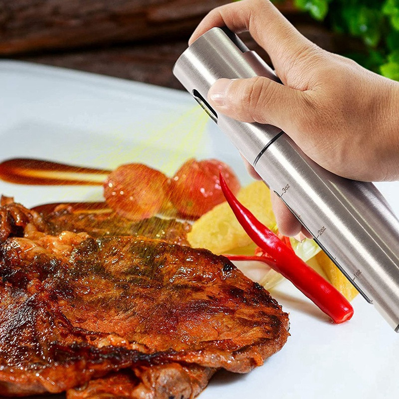 Pulverizator de ulei de măsline pentru gătit, sticlă de pulverizare de ulei de bucătărie Mister Spritzer de ulei pentru salată, include râșnița de piper