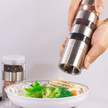 Ανοξείδωτο ατσάλι 5 σε 1 Μύλος αλατιού πιπεριού Μύλος βοτάνων πιπεριών μπαχαρικών Εργαλείο λείανσης καρυκευμάτων Αξεσουάρ κουζίνας για μπάρμπεκιου εξωτερικού χώρου