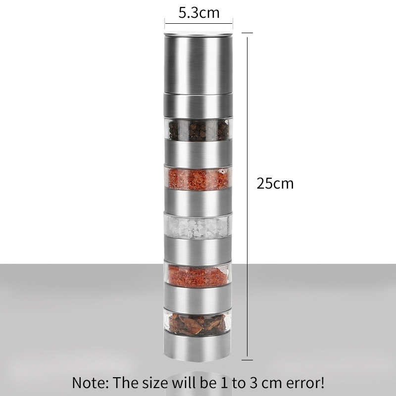 Oțel inoxidabil 5 în 1 Măcina de tocat sare piper ierburi piper Moara de condimente Instrument de măcinat pentru grătar în aer liber Accesorii de bucătărie