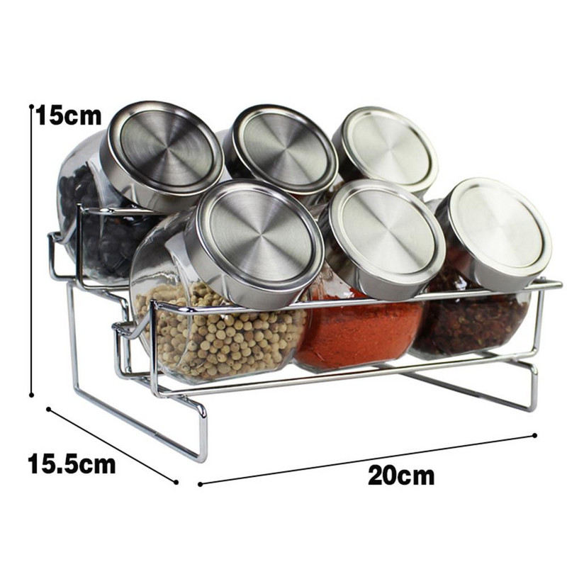 6db/készlet Rozsdamentes acél fedő Fűszeres edény Fűszeres üveg Üveg Konyhai kellékek Anyagok Sócella forgásszabályozás