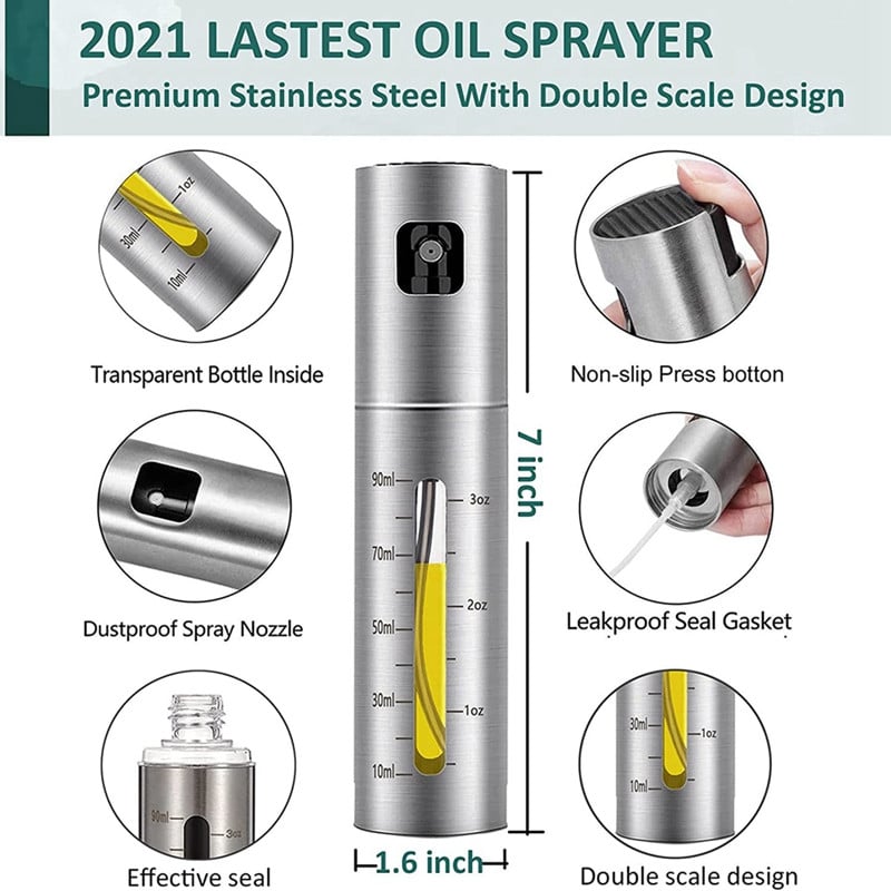 Pulverizator de ulei de măsline pentru gătit, sticlă de pulverizare de ulei de bucătărie Mister Spritzer de ulei pentru salată, include râșnița de piper