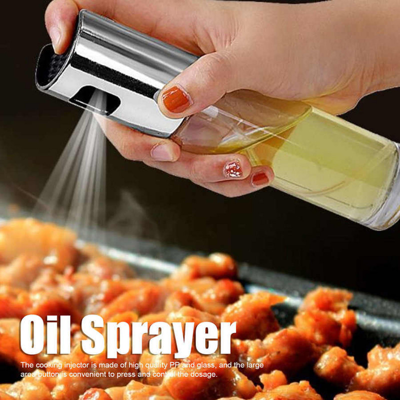 100 ml-es rozsdamentes acél olíva szivattyú spray palack olaj permetező olajozó edény BBQ grill főzőeszköz kanna edény konyhai eszköz