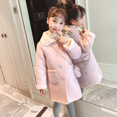 Palton de iarna pentru copii cu nasturi si buzunar pentru fete